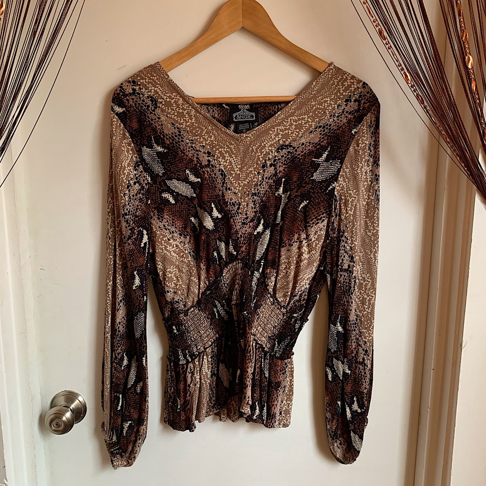 🤎Snake Skin Elastic Waist Blouse🤎